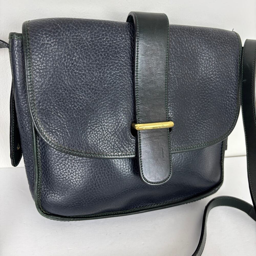 Navy Blue Pebbled Leather Crossbody Bag Chesneau Ireland leather suede vintage